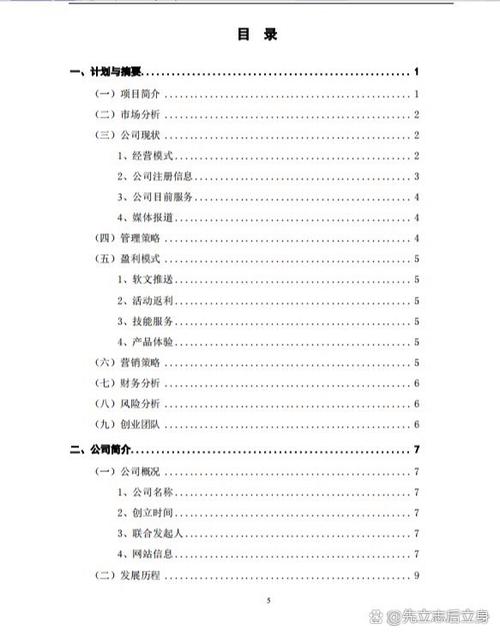 一份完整的项目计划书