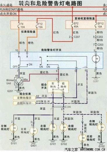 汽车双闪开关接线图解