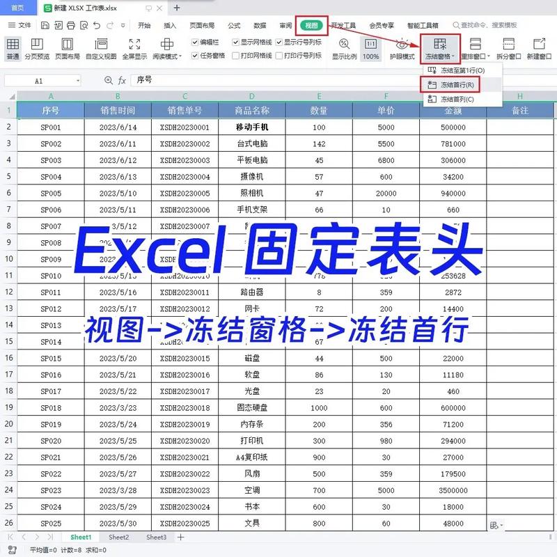如何固定表格某一行不动