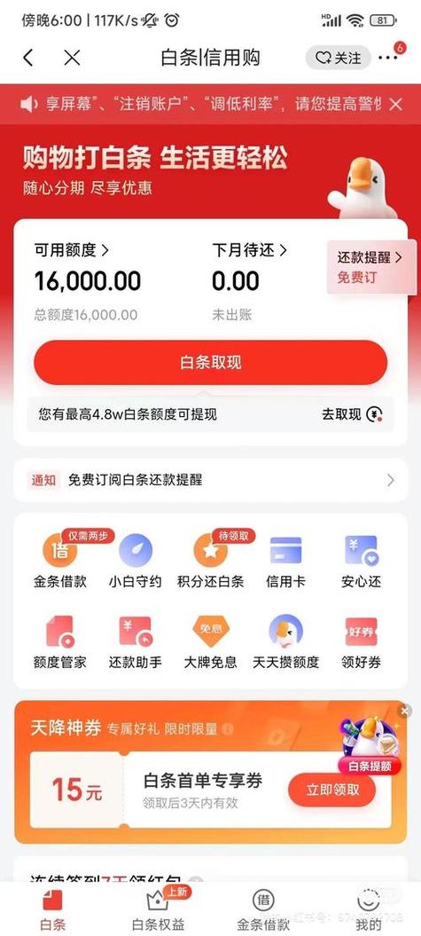 京东白条虚拟额度限额