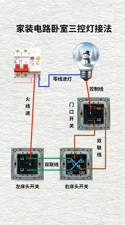 单开三控开关怎么样接示意图