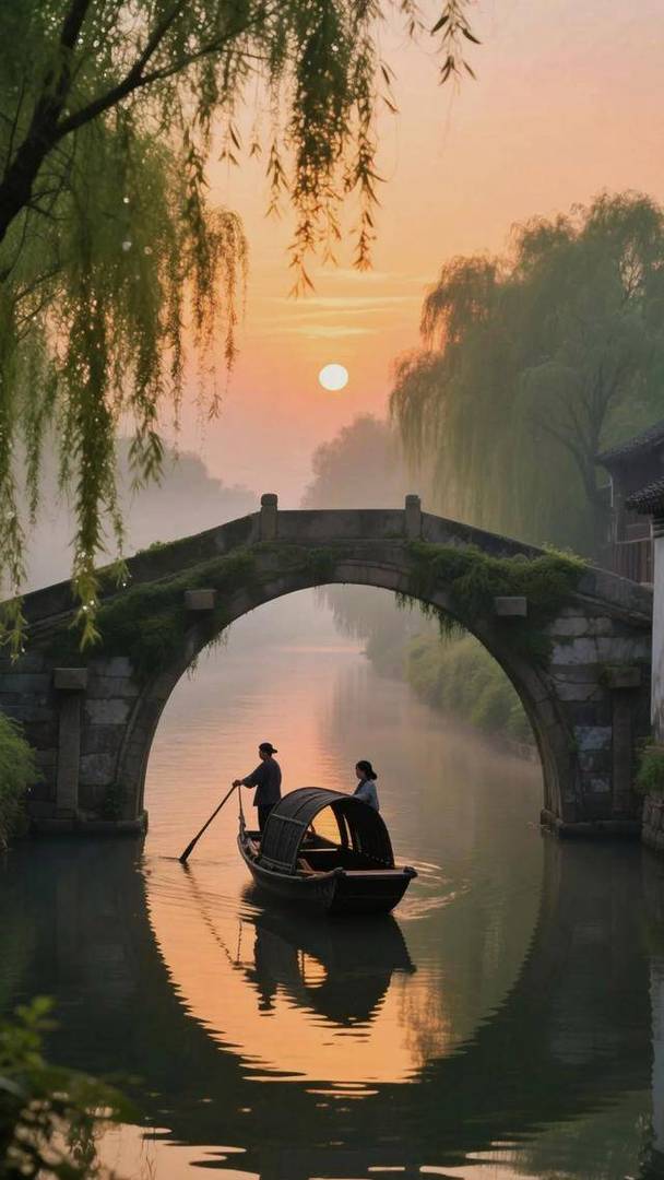 我走在一座小桥上