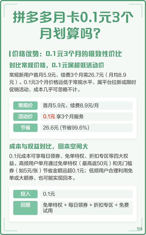 拼多多开月卡划算吗