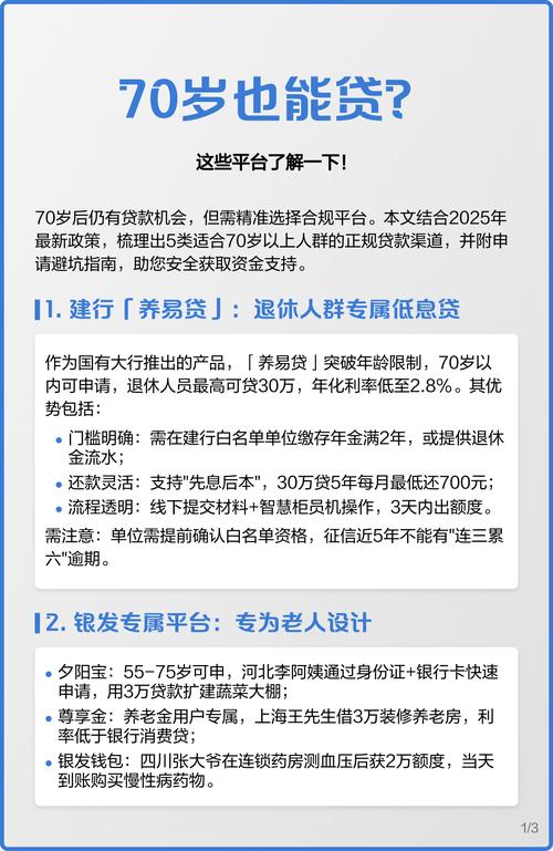 七十岁以上老人贷款平台
