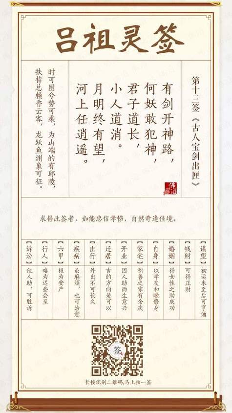 吕祖灵签100签文全部详解