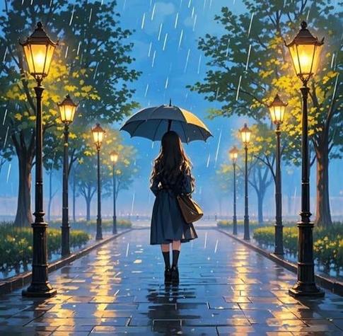 雨天背影