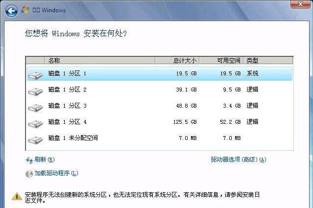 重装系统找不到分区