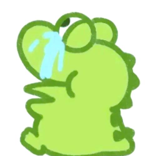 一个很萌的绿色恐龙表情包