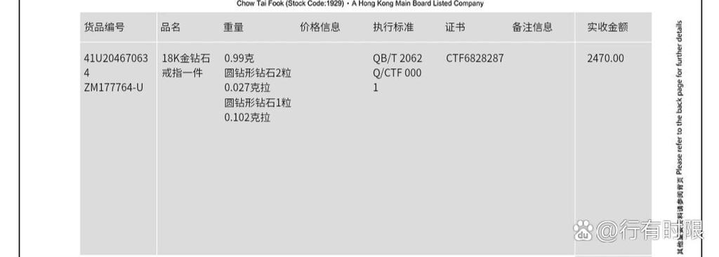 周大福保证单的防伪码在哪个位置