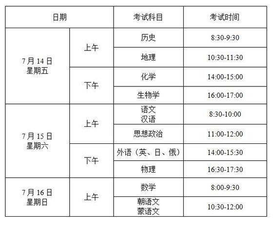 辽宁2023年7月高中学业水平合格性考试时间