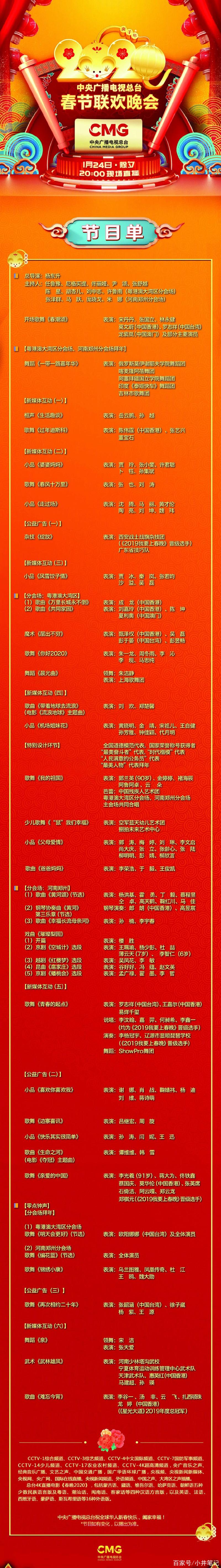 各卫视春晚节目单2020