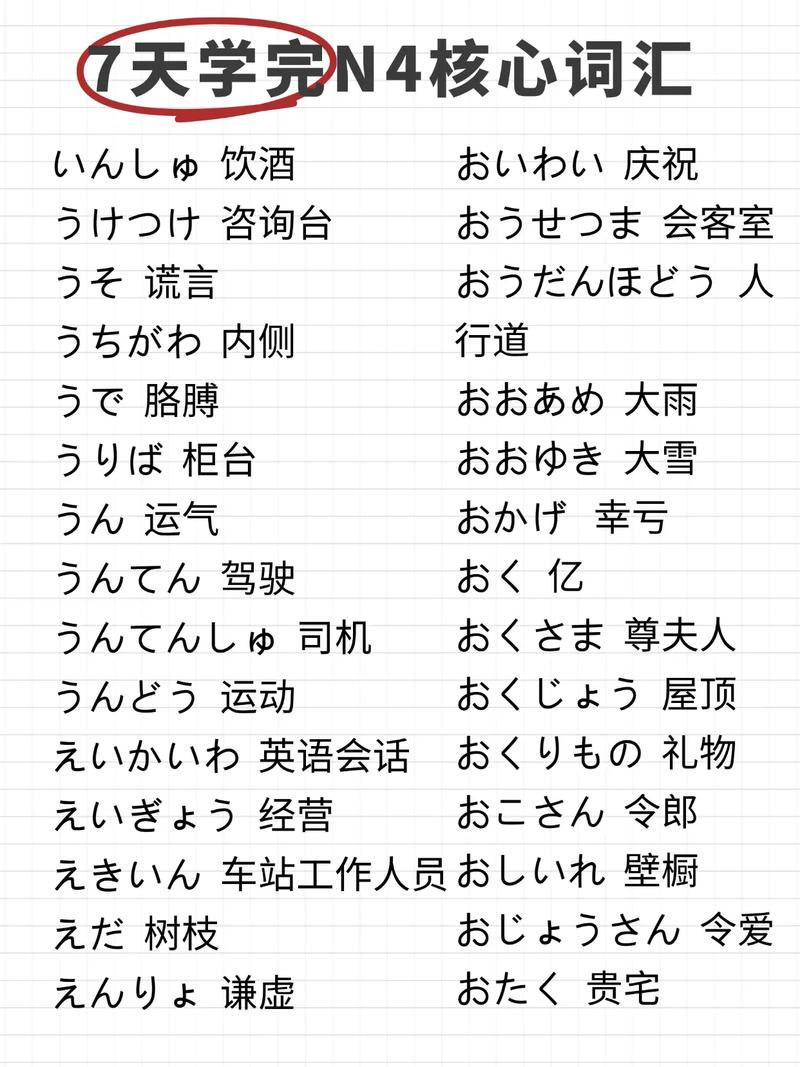 日语n4词汇