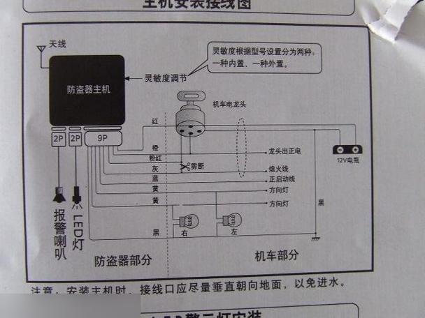 电动车防盗器12根线怎么接