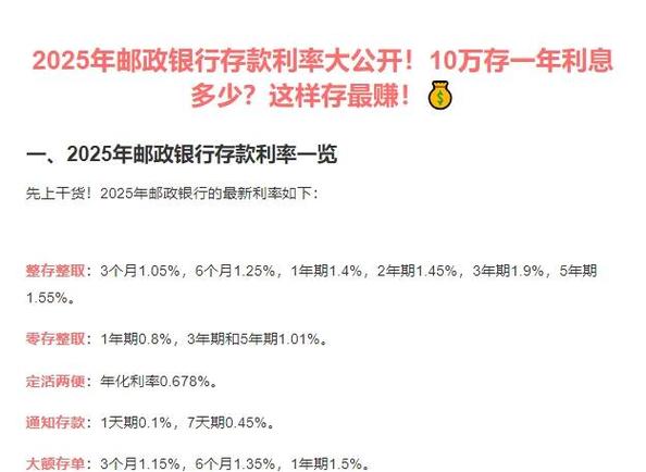 邮政1万活期利率是多少