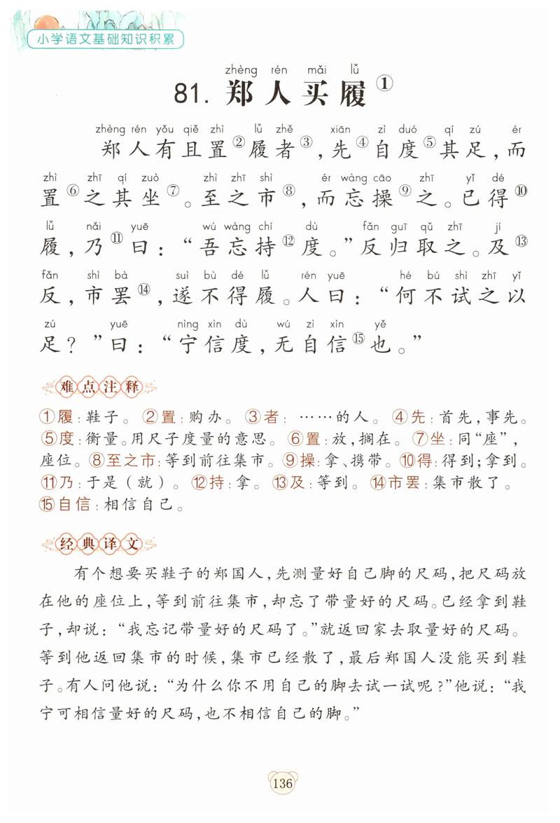 郑人买履概括20字