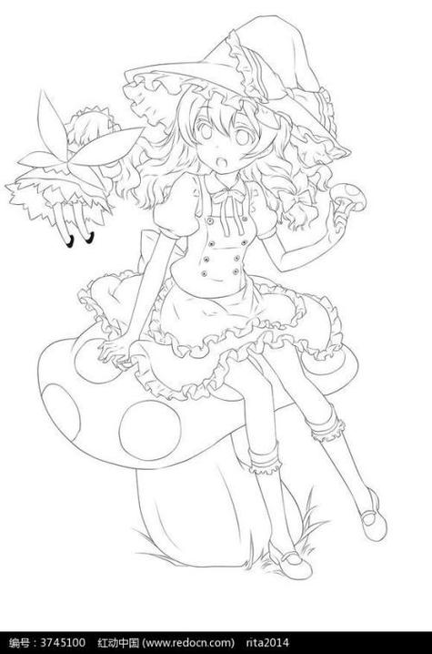 精灵线描稿