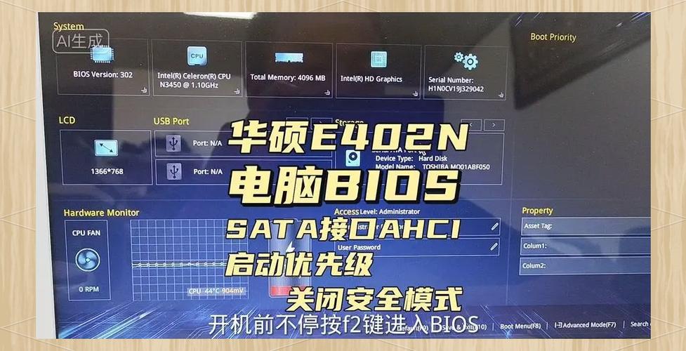 华硕电脑装系统后重启进入BIOS界面