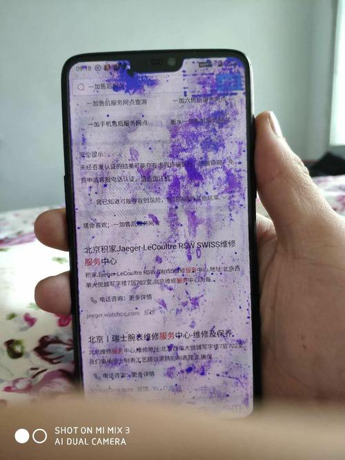 手机有墨水蓝点