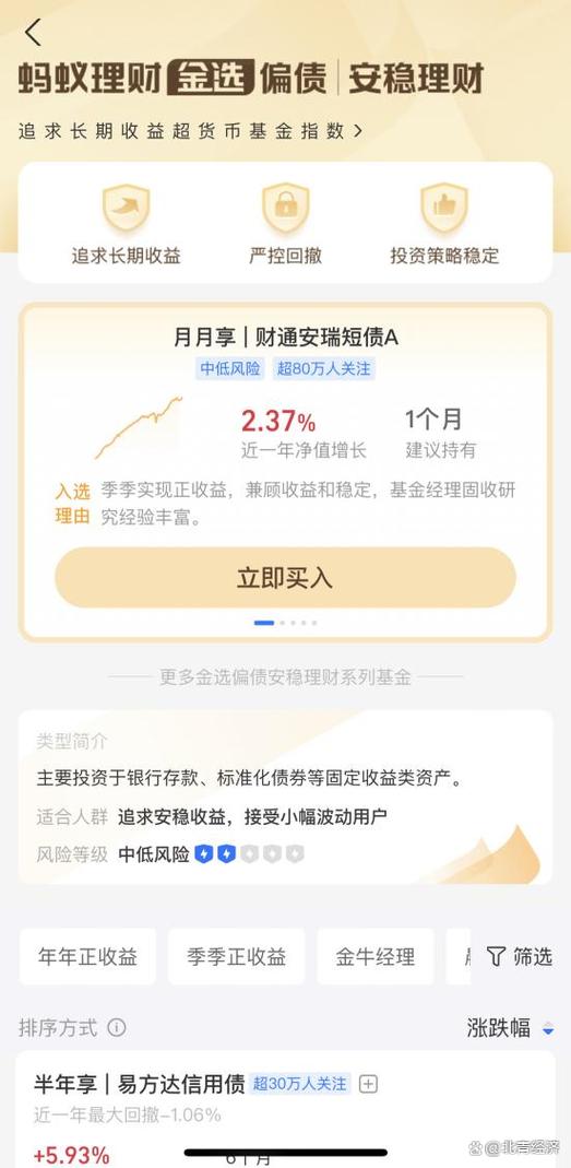 支付宝里的稳健理财产品排名