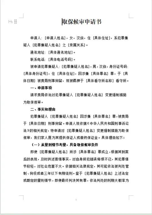 取保候审谈话笔录模板