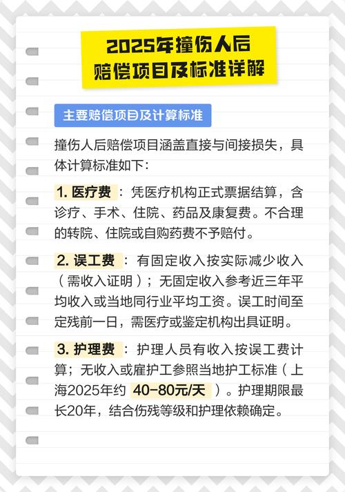 撞伤人后赔偿标准表