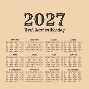 三年级制作2027年日历