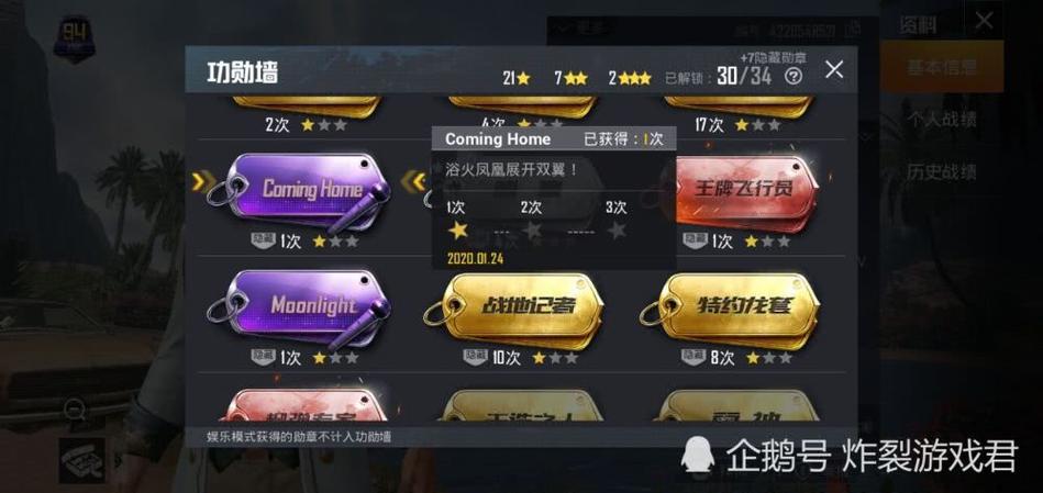 和平精英功勋