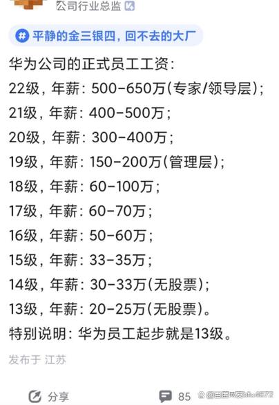 华为员工月薪