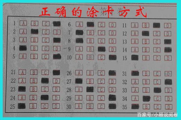 考试填涂答题卡示范