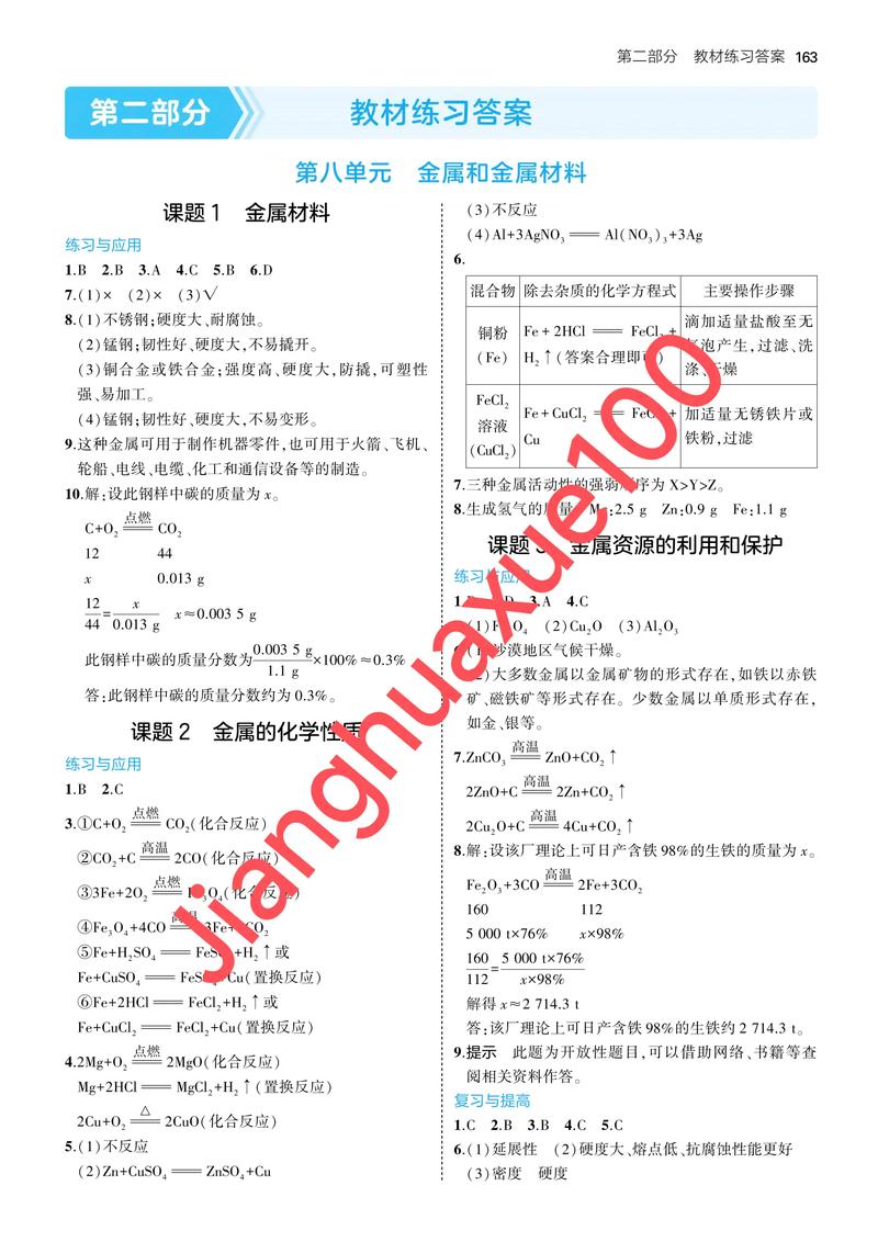 小题狂做九下化学提优版答案