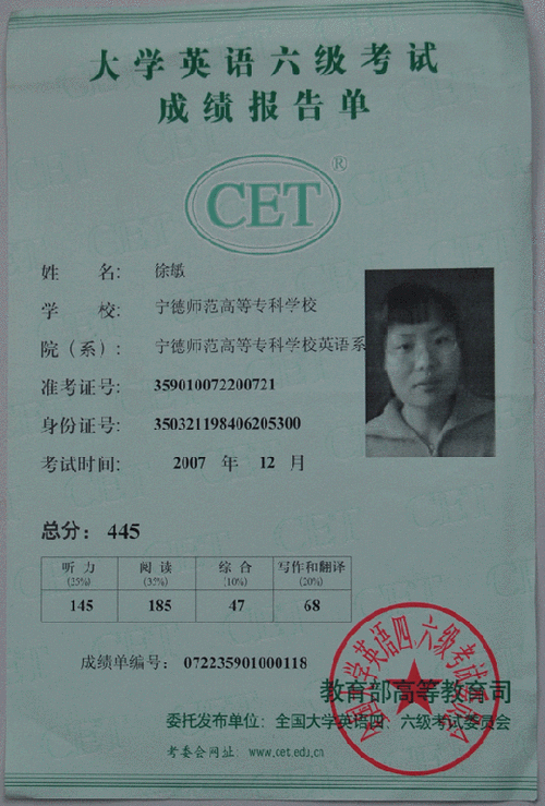 伪造六级成绩单