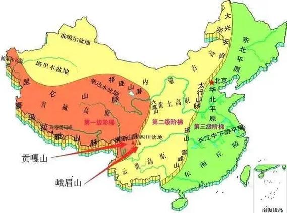 中国地形图山脉和地形区