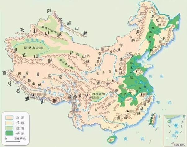 中国地形图山脉和地形区截图2