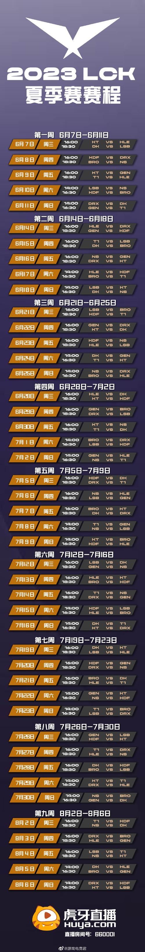 英雄联盟夏季赛2023赛程表